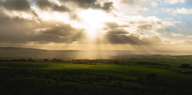 Sunlight bursting through stormclouds