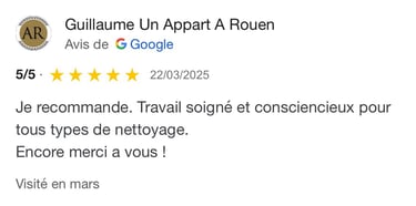 Avis google 5 étoiles clients m&m services pro nettoyage et vitres rouen 