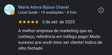 depoimento 5 estrelas