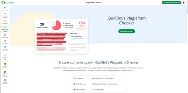 Quillbot: Plagiarism Checker Section: Check your text for plagiarism.
