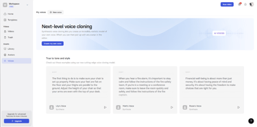 Synthesia AI: Use AI-generated voices or your own voice.