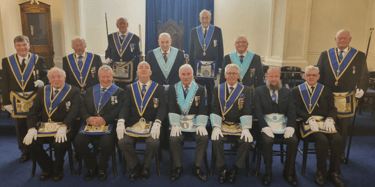 A group photo of some of the Masonic Lodge officers