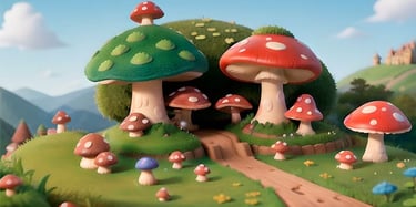 AI created image of mushroom village.