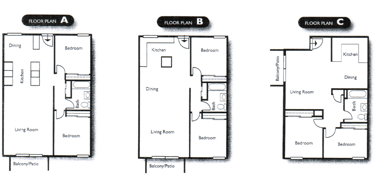room floorplans at University Commons Apartments in Davis California