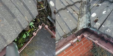 beforew and after pictures of guttering cleane by keystone property care