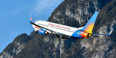 Jet2 plane flying over mountains