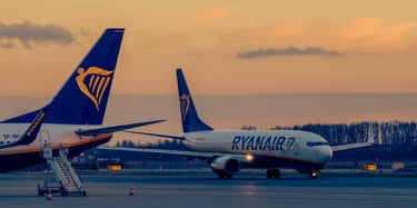 Ryanair airplanes grounded at airport