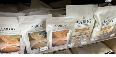 Aarog DailyLift gluten-free atta and lentil chilla mixes available in grocery stores