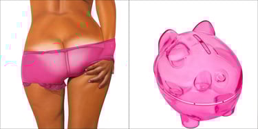 a woman in a pink panties and a piggy piggy piggy piggy