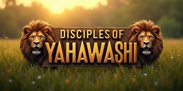Disciples of Yahawashi banner showing two lions. 