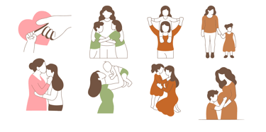 a woman holding a baby in her arms