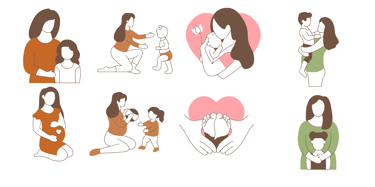 a woman holding a baby in her arms