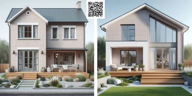 limewash, modern update, scandinavian, contemporary, house renovation, porch, black windows