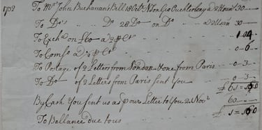 Transactions reckoned to a balance in Murdoch’s account with Buchanan, 1732.