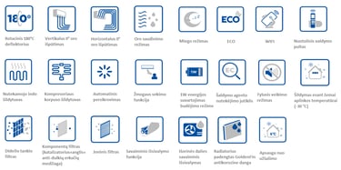 Sieniniai oro kondicionieriai MDV Aroma Blue XT -30°C funkcijos