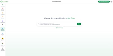 Quillbot : Citation Section: This tab enables you to create citations with a title, URL, or keywords