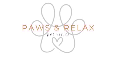 Paws & Relax logo - Paw print with Paws & Relax over it