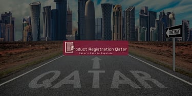 Arrow pointing to Qatar skyline, symbolizing government liaison services in Qatar for faster product approvals.