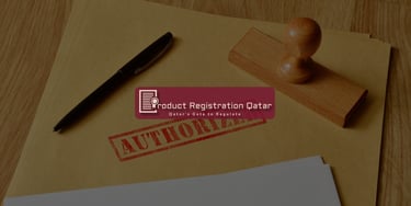 Product Registration Qatar and Slogan as overlay with Supplement Market Authorization in background