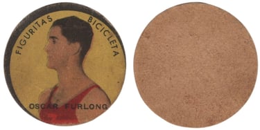 1949-50 Album Figuritas Bicicleta Camp Oscar Furlong Basketball Disc Card RARE