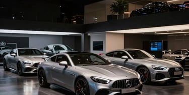 Close-up of premium car interior details showcasing leather seats and polished gold accents.