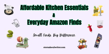Affordable Kitchen Essentials & Everyday Amazon Finds blog banner featuring kitchen gadgets