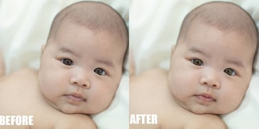 eyes and face retouching before and after