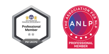 Professional Member badges for UK College of Personal Development and the Association for NLP.