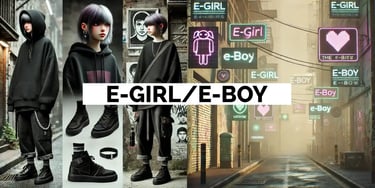 chica e-girl y paisaje urbano estil e-girl/e-boy