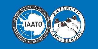IAATO International Association of Antarctica Tour Operators and Antarctic Ambassador logos with penguins.