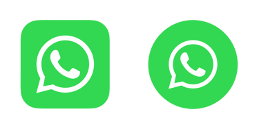 Green WhatsApp messenger app icons in square and circle shapes on a black background.