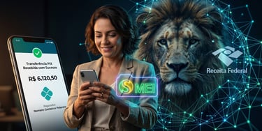 Microempreendedor MEI utilizando PIX sendo monitorado pela malha fina digital da Receita Federal em 2026 .