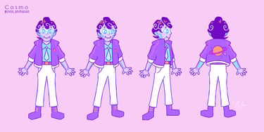 The character turnaround for Cosmo from StarLight Arcadia: IN THE SHADOWS, a film by cyon_animation