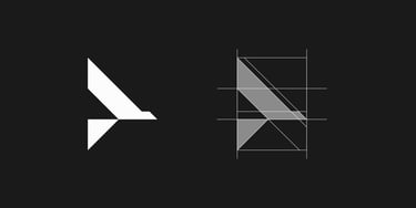 Geometric logo design of letter P and eagle.