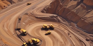 An aerial view of a mining site surrounded by lush greenery.