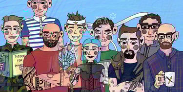 a group of coworkers in a gaming office