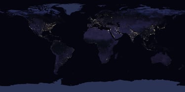 Image plane reconstituée de l'émission de lumières la nuit par l'activité humaine