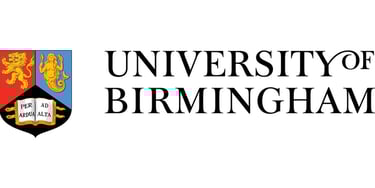 University of Birmingham logo with shield-shaped emblem displaying a lion and book, and university