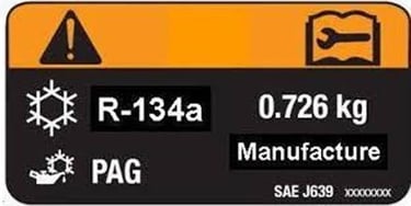 r134a refrigerant gas label