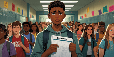 New Student In Hallway, Trying to Find Class