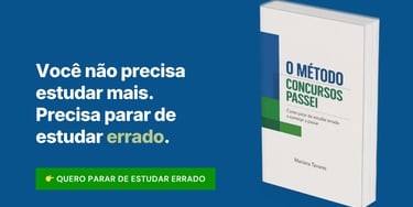 Banner apresenta e-book O Método Concursos Passei - Como parar de estudar errado e começar a passar.