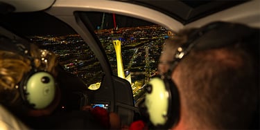 in a helicopter over the las vegas strip