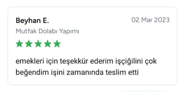 Beyhan isimli müşterinin işçiliği beğendiği konusunda yorumları