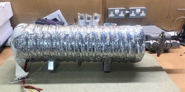 KOH tank with tank heaters and wrapped insulation