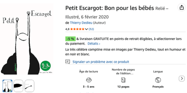 livre petit escargot en noir et blanc