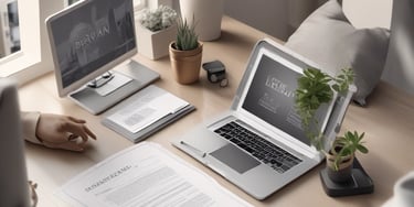 Close-up of hands reviewing rental agreements and financial documents on a desk.