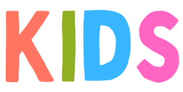Bright, colorful block letters spelling the word KIDS