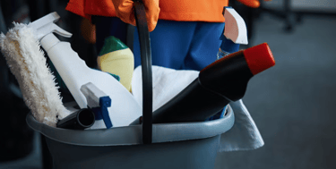 A selection of cleaning products in a commercial setting