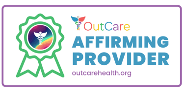 a logo for outcare, an lgbtqia affirming health care directory