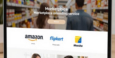 A creative workspace with a laptop showing website code and marketing charts.